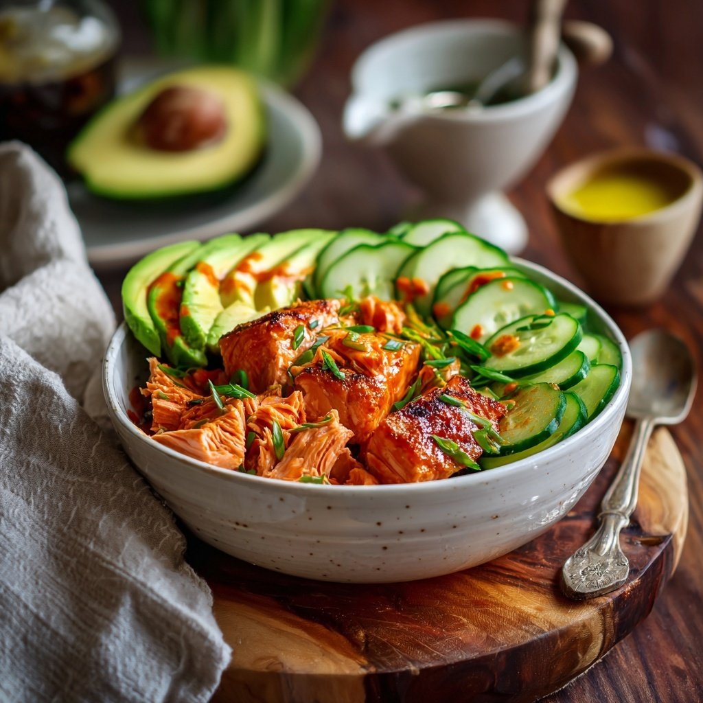 Spicy Sriracha Salmon Bowls