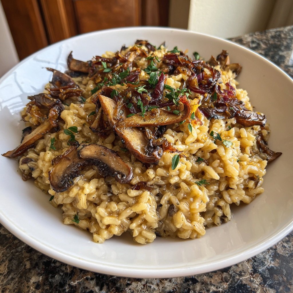Sautéed Mushroom and Caramelized Onion Risotto