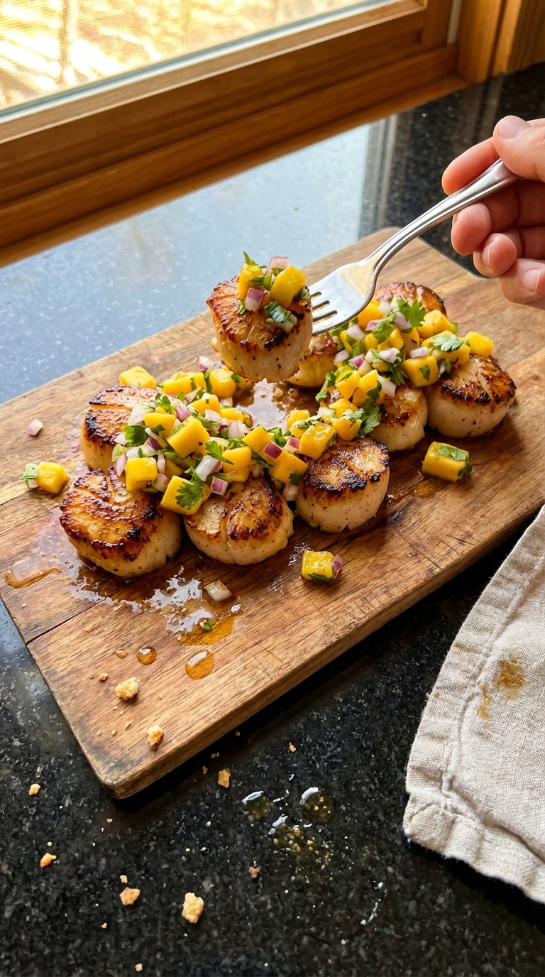 Mango Salsa Seared Scallops