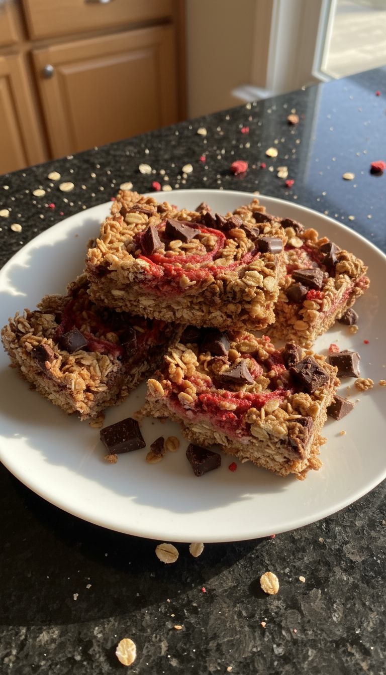 Frozen Chocolate Strawberry Granola Bars