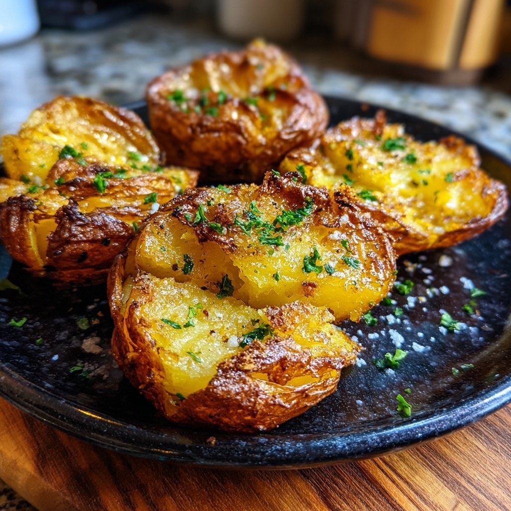 Crispy Smashed Potatoes Garlic