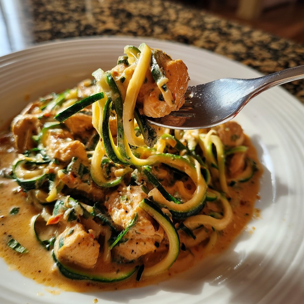 Creamy Chicken and Zucchini Zoodles