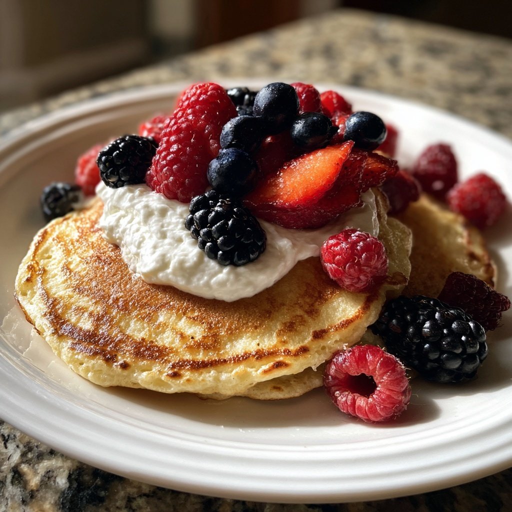 Protein-Rich Ricotta Pancakes with Greek Yogurt​