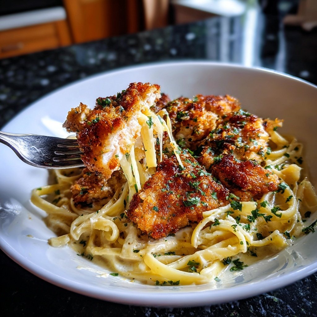 Crispy Chicken with Creamy Pasta