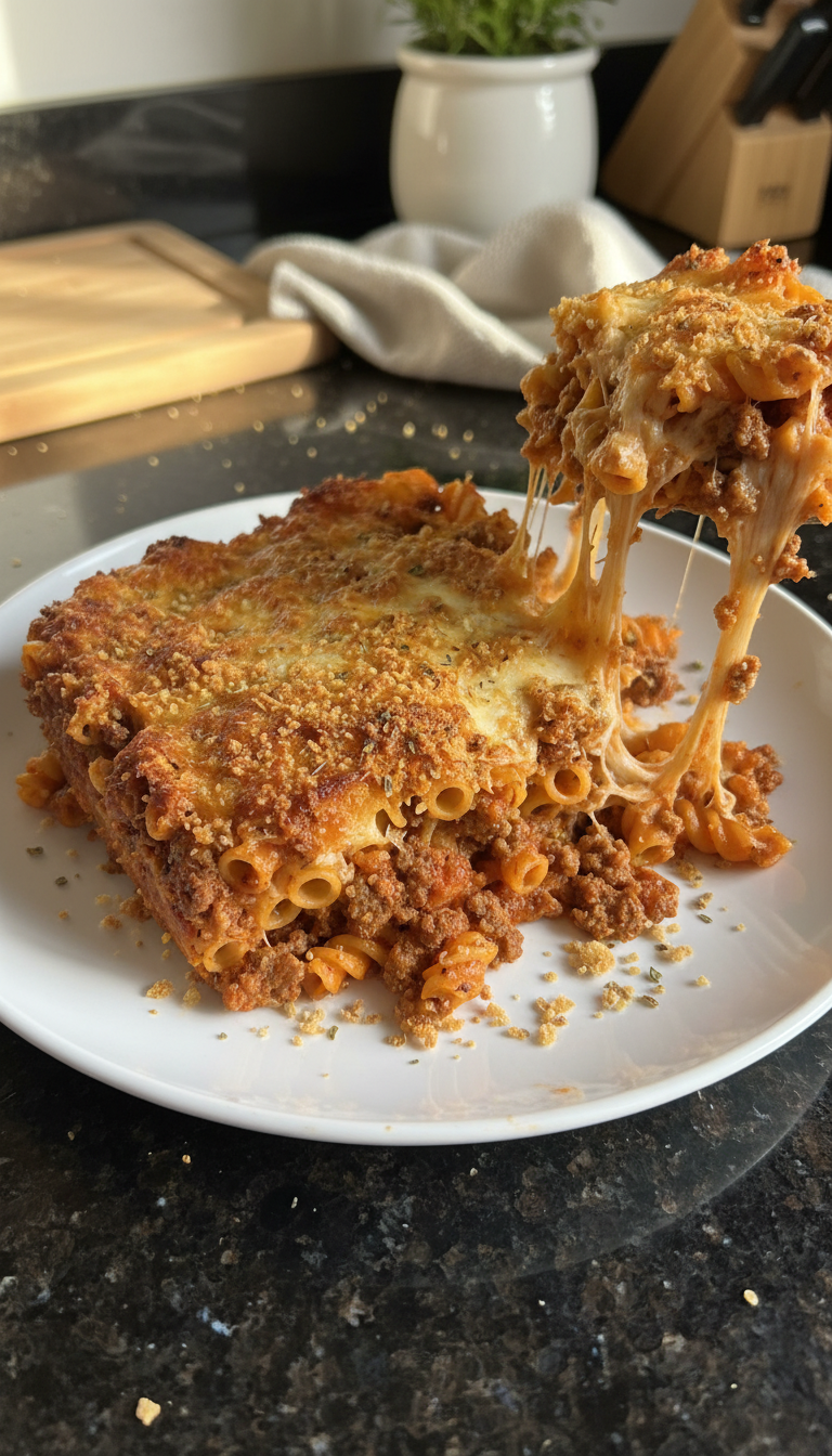 Cheesy Beef Pasta Bake