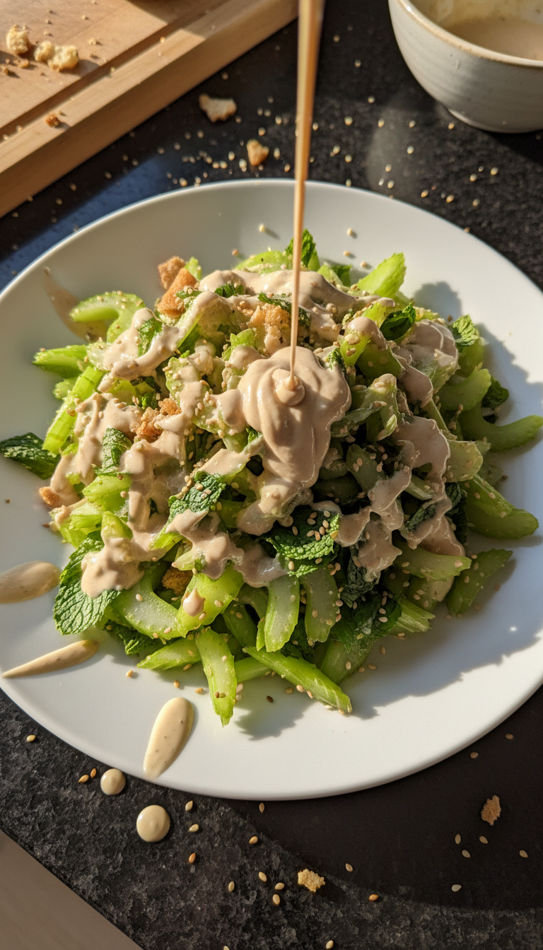 Celery Salad with Tahini Dressing