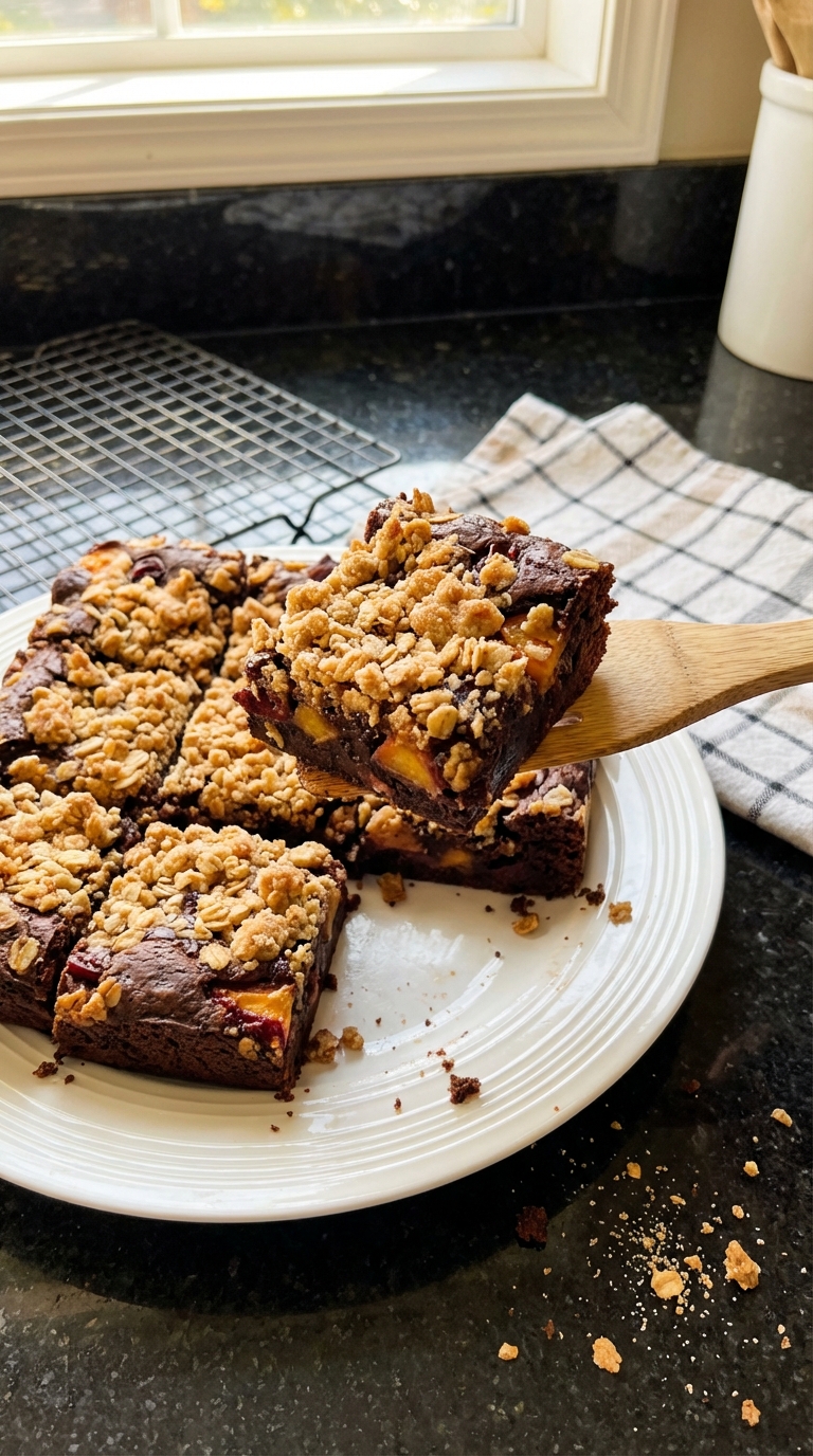 Peach-Cherry Crumble Brownies