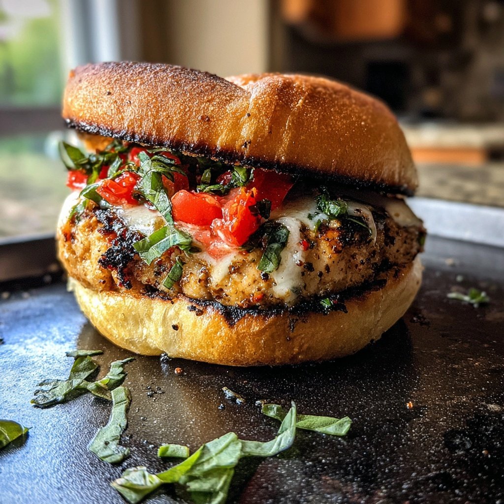 Caprese Stuffed Turkey Burger
