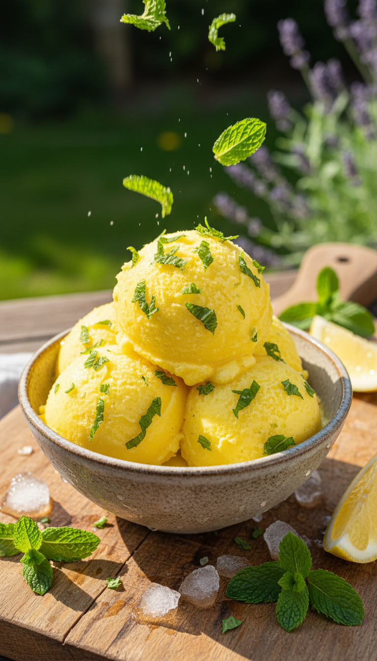 Limoncello and Mint Sorbet